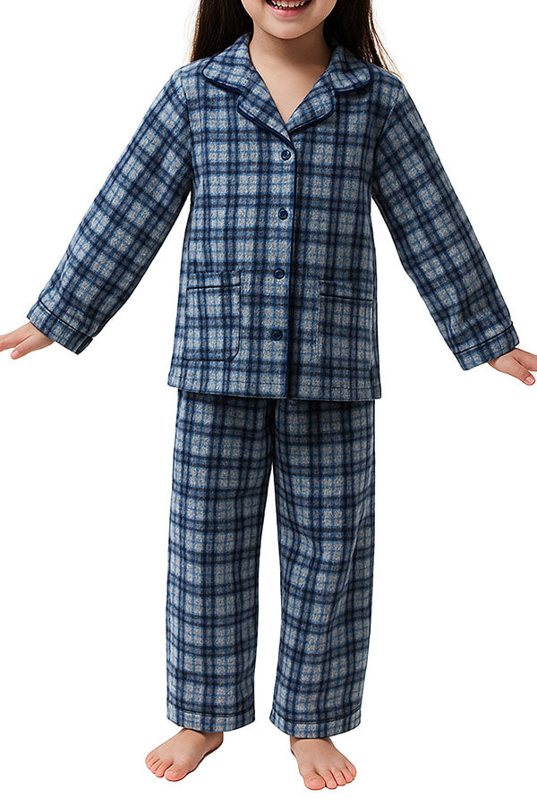 6 Pieces Soft 100% Polyester Sleepwear Kids Plaid Pajama Set