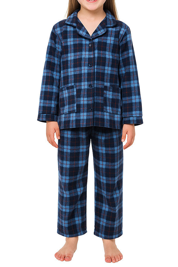 6 Pieces Soft 100% Polyester Sleepwear Kids Plaid Pajama Set