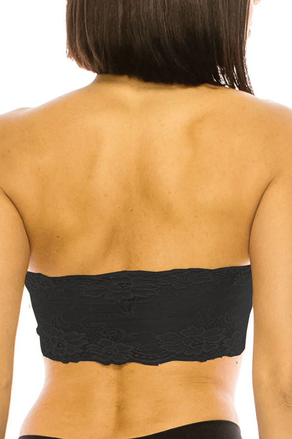 72179 6 Piece Floral Lace Back, Removable Pads, One Size Seamless Front Tube Top
