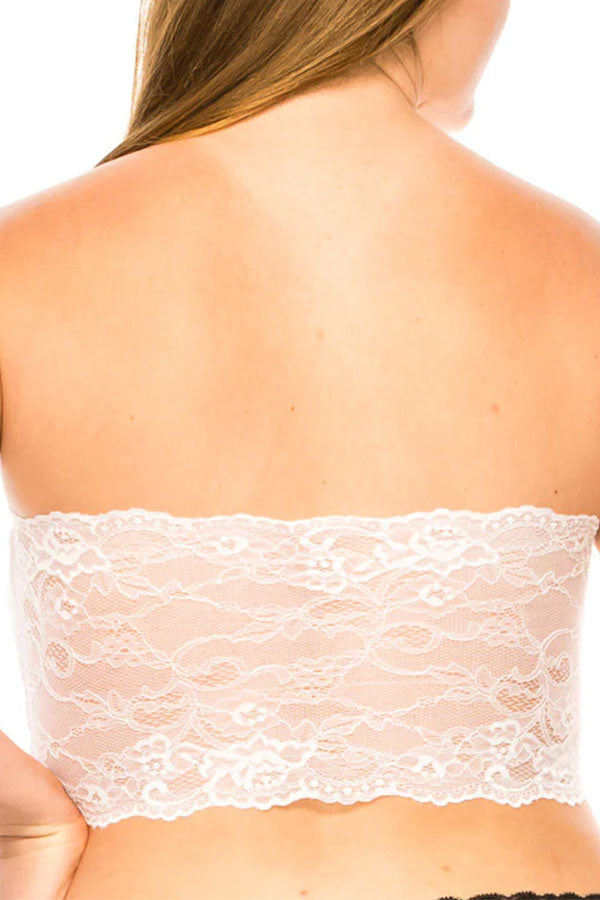 72180 6 Piece Floral Lace Back, Removable Pads Seamless Front Tube Top Plus Size