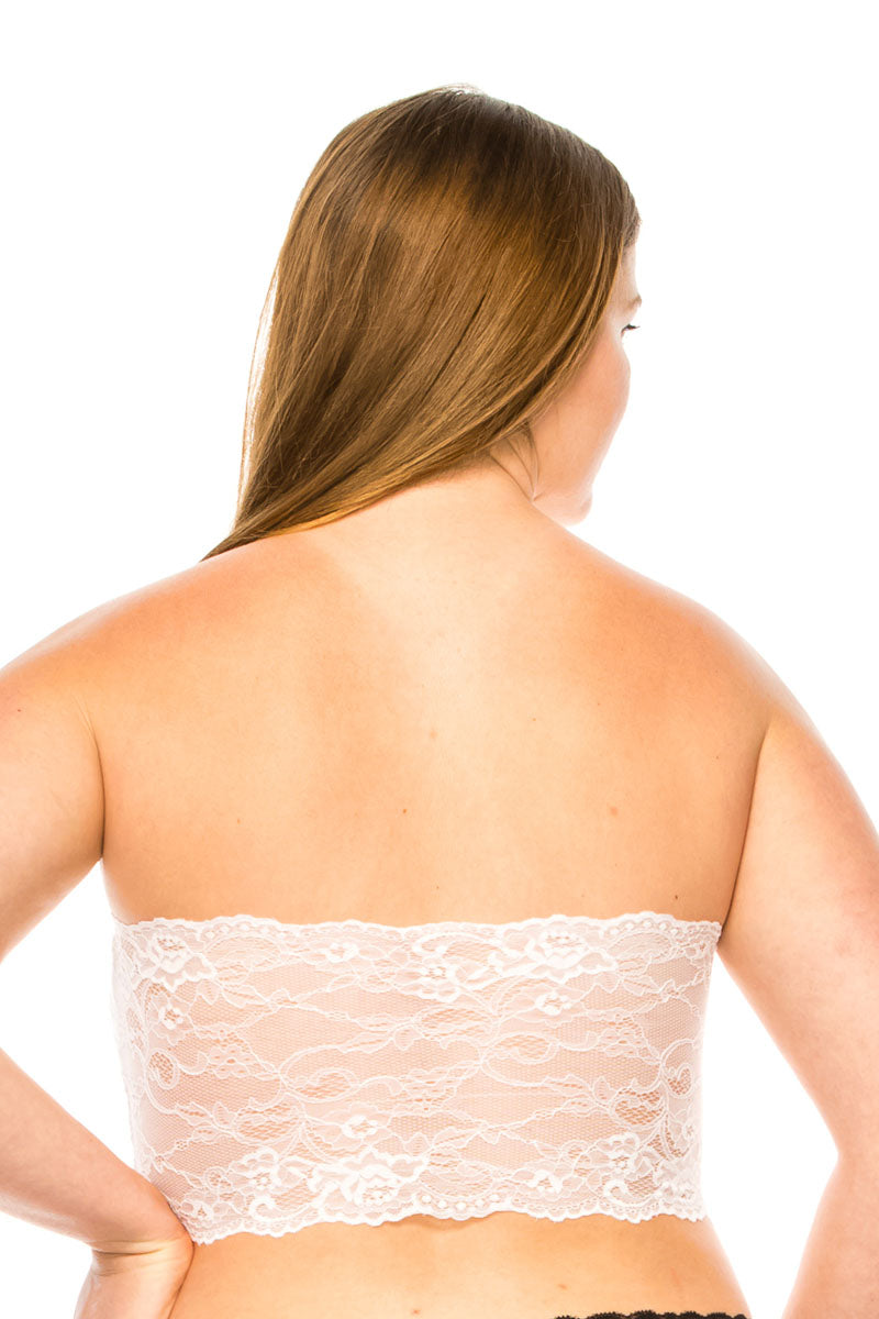 72180 6 Piece Floral Lace Back, Removable Pads Seamless Front Tube Top Plus Size