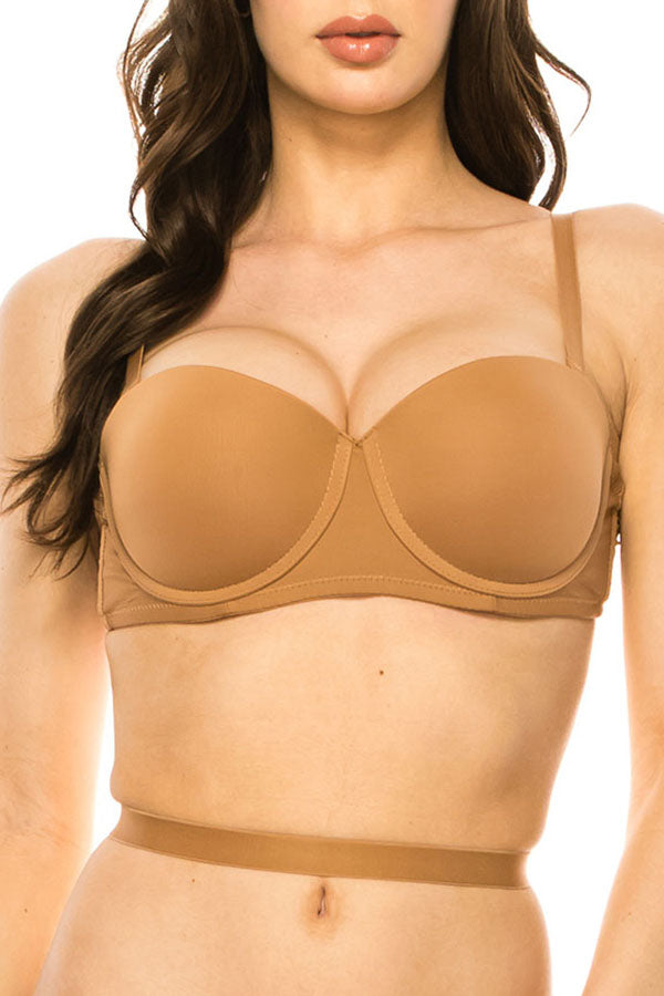 78168 12 Piece Low Back Strap Converter, Push-Up Cups, Adjustable, Multi-Way Convertible Straps Demi Bra B/C Cup