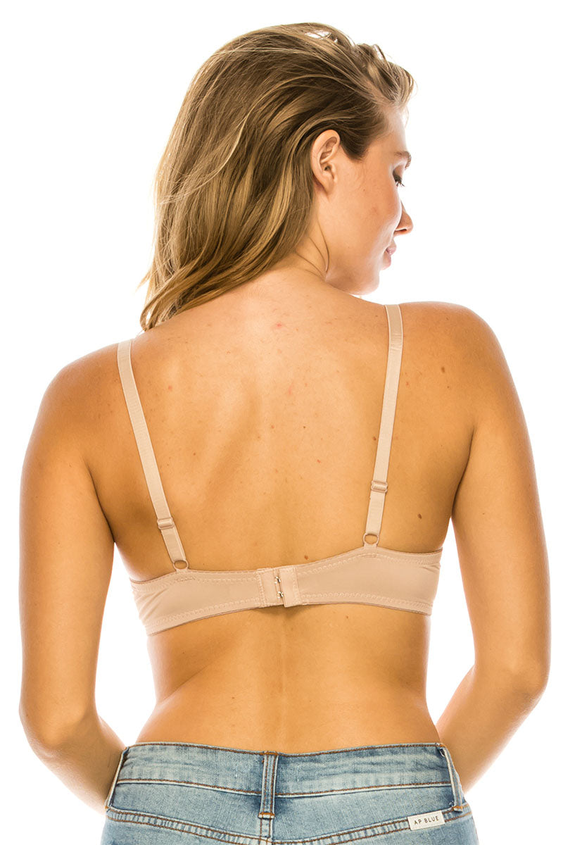 78169 12 Piece Adjustable Straps, Underwire Push-Up Solid Plunge Bra B C Cup