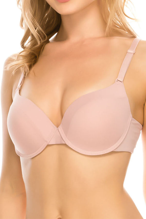 78191 12-Pack Push-Up & Removable Straps Solid Plunge Bra with Underwire B C Cup