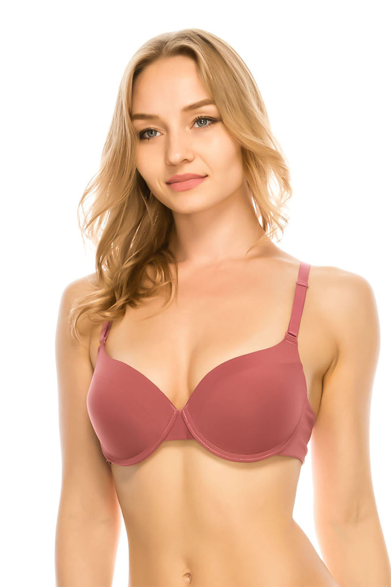 78191 12-Pack Push-Up & Removable Straps Solid Plunge Bra with Underwire B C Cup