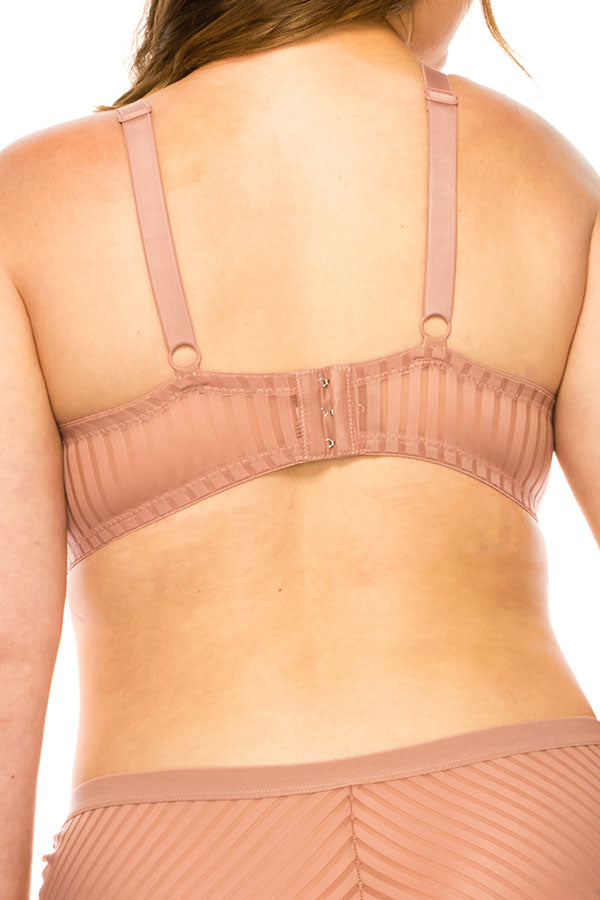 78313 12 Piece Comfortable Underwire, Adjustable Straps Stripe Lace Bra D-DD Cup