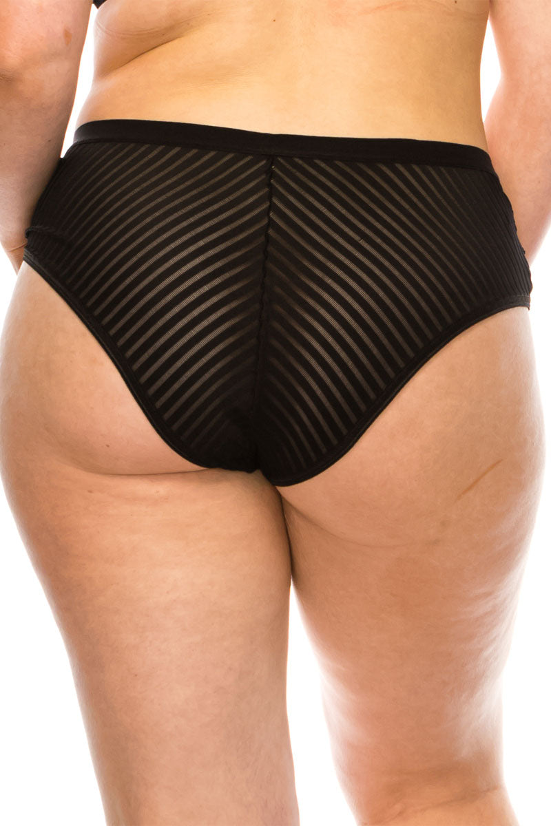 78313 12 Piece Comfortable Elastic Band Stripe Lace Panty Plus Size