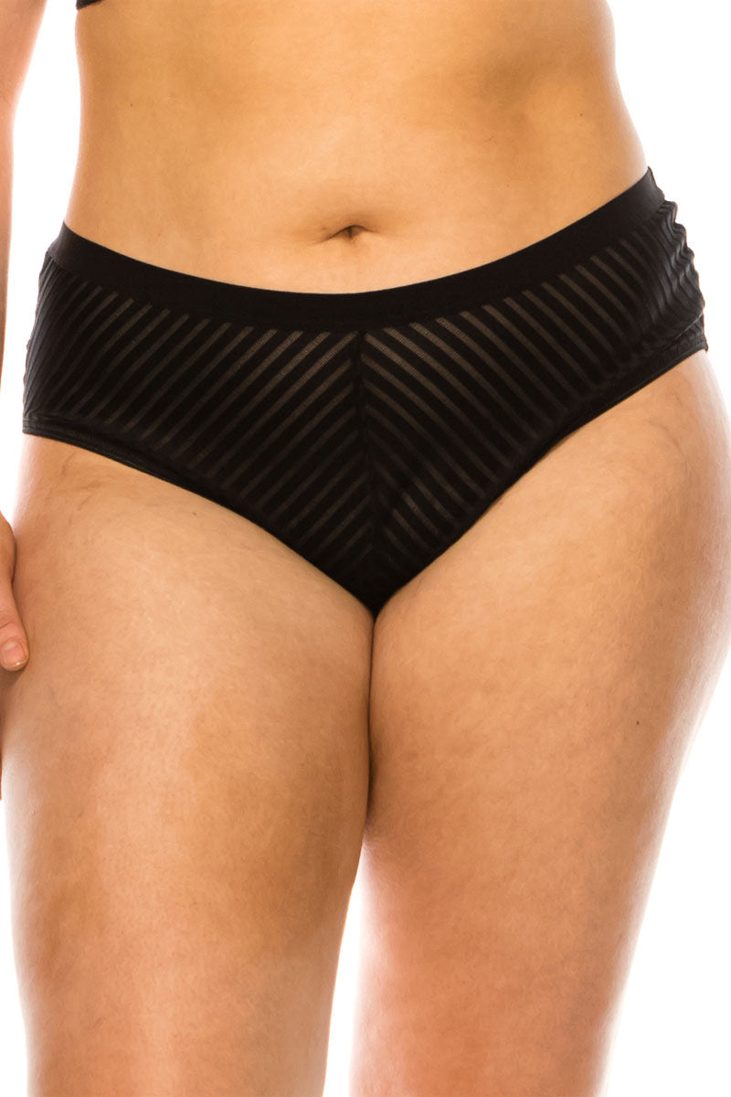 78313 12 Piece Comfortable Elastic Band Stripe Lace Panty Plus Size