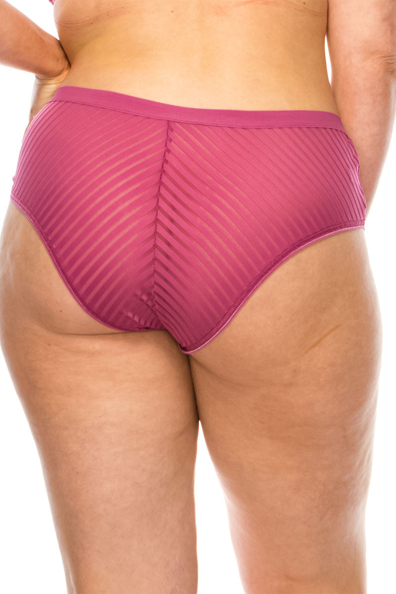 78313 12 Piece Comfortable Elastic Band Stripe Lace Panty Plus Size