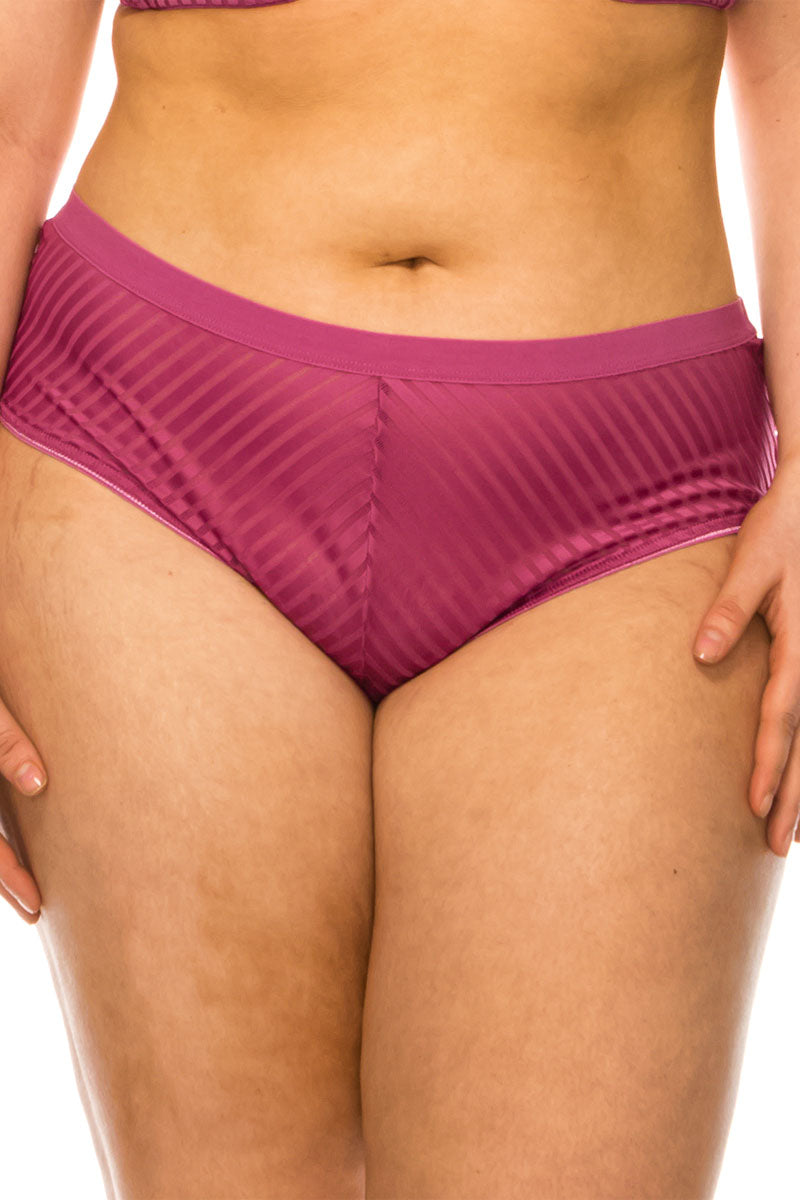 78313 12 Piece Comfortable Elastic Band Stripe Lace Panty Plus Size