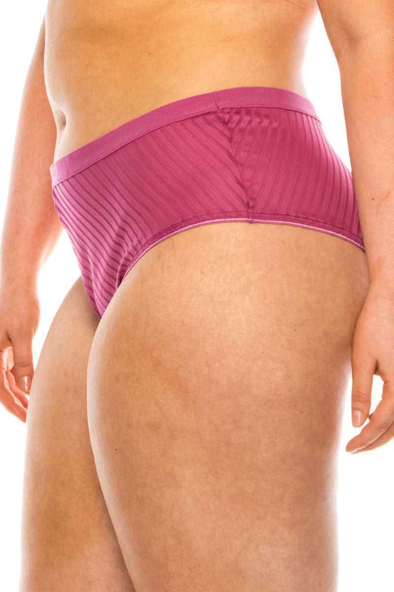 78313 12 Piece Comfortable Elastic Band Stripe Lace Panty Plus Size