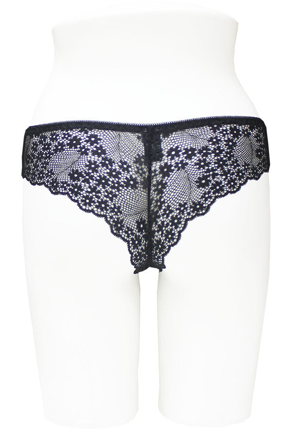 78319M 12 Pieces Elegant Floral Lace Design, Comfortable Elastic Band Floral Lace Thong