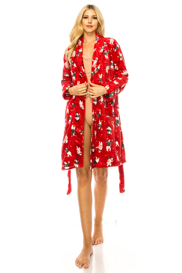 80145R 6 Piece Soft & Cozy, 100% Polyester, Available in S, M, L, XL Bear Print Pajama Robe