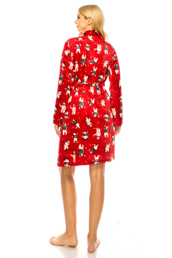 80145R 6 Piece Soft & Cozy, 100% Polyester, Available in S, M, L, XL Bear Print Pajama Robe
