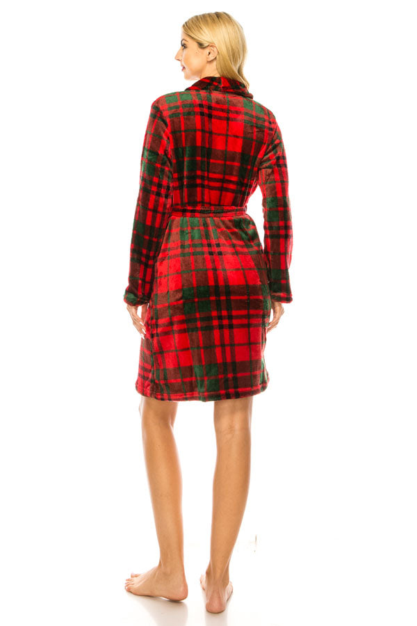 80146R 6-Pack Cozy & Comfortable Red Plaid Pajama Robe