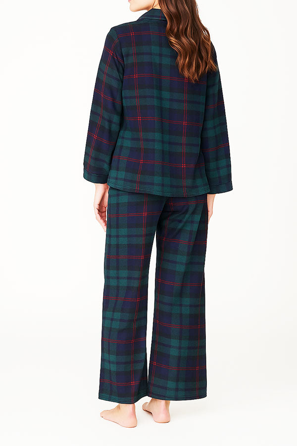 Wholesale Lady Plaid Print Button Pajama Set w/ Headband