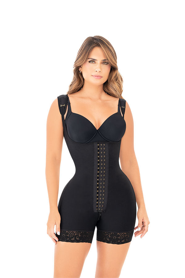 8208 Colombian Seamless Powernet Bodysuit Shaper – Front Hooks, Butt Lift, Posture Support, Invisible Fit