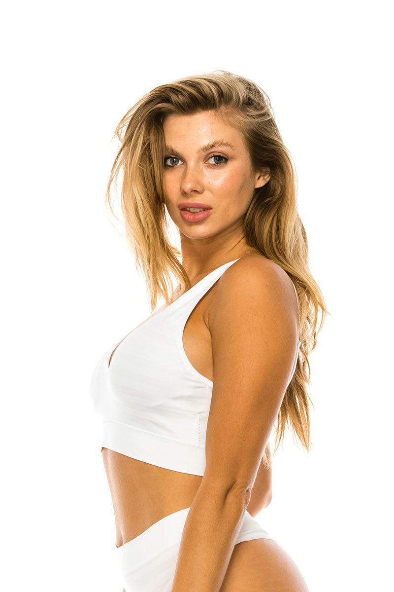 82114 6 Piece Adjustable Non-Removable Straps | Removable Pads Microfiber Seamless Bralette