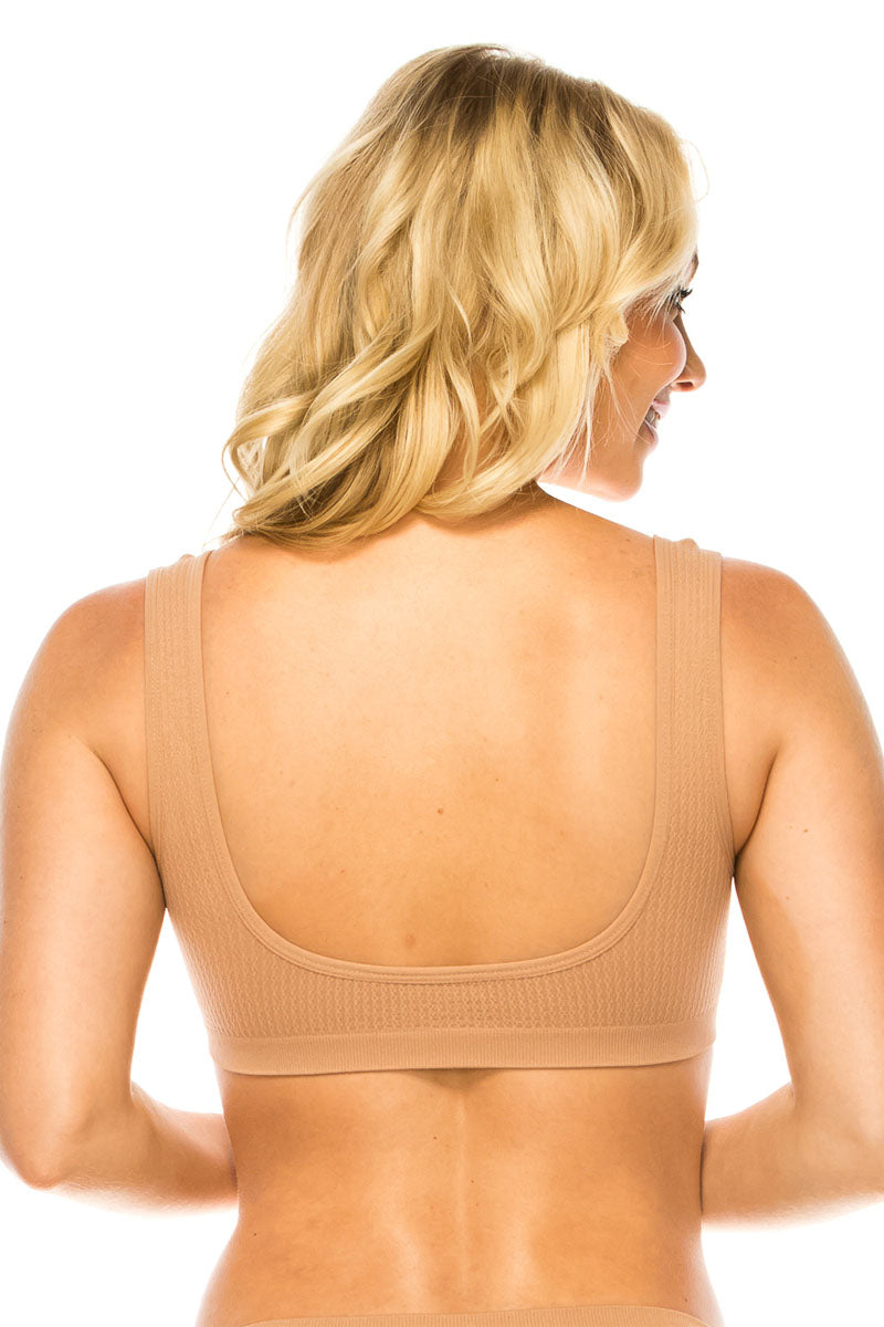 82122 6 Piece Seamless Wireless Bra Top with Thick Straps – One Size