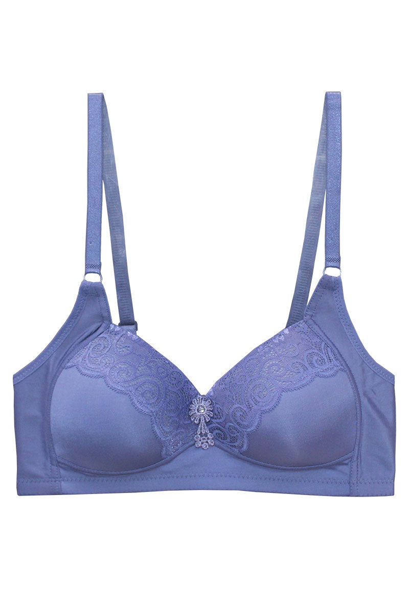 89124 6 Piece No Underwire, Adjustable Straps Solid/Lace Full Coverage Bra – B, C, D Cup
