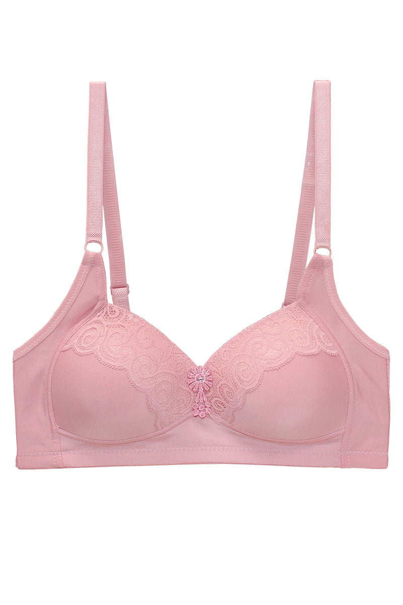 89124 6 Piece No Underwire, Adjustable Straps Solid/Lace Full Coverage Bra – B, C, D Cup