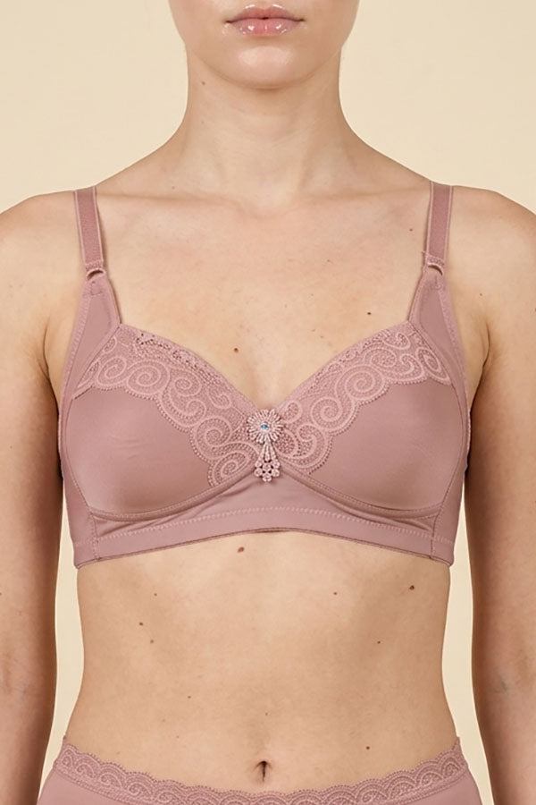89124 6 Piece No Underwire, Adjustable Straps Solid/Lace Full Coverage Bra – B, C, D Cup C02