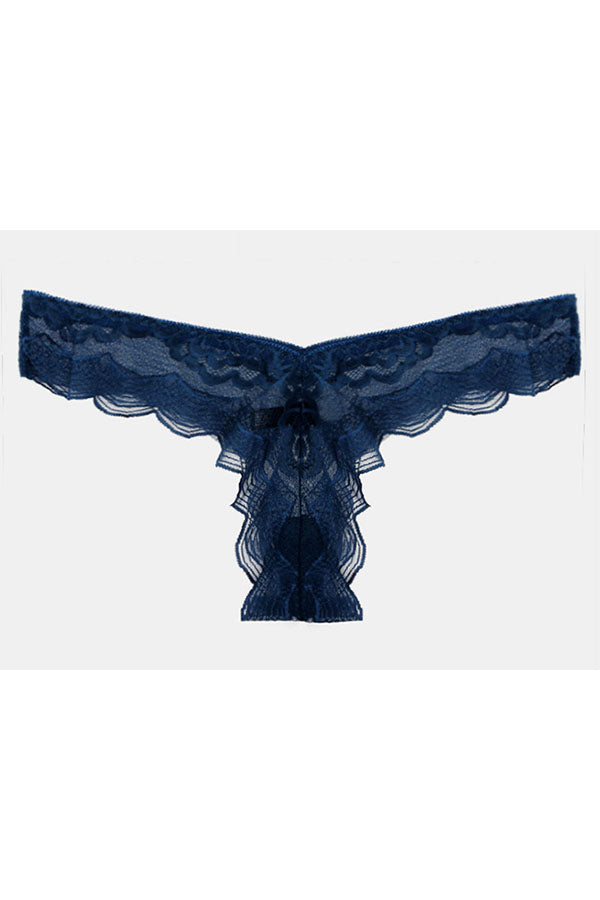 89132 Women’s Lace Thong Panties 12 Pack Soft Stretch Floral Lace, Elastic Waistband