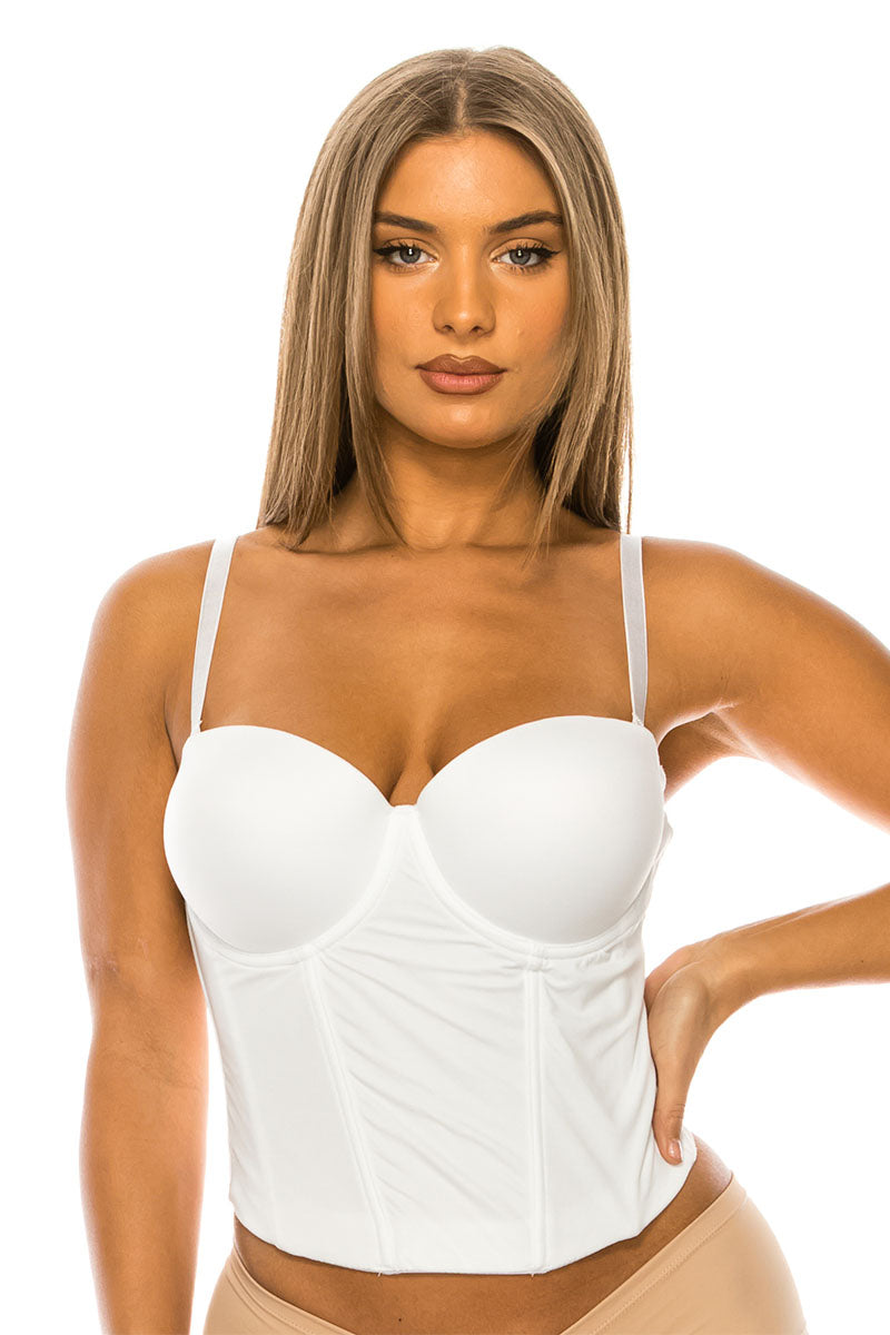 89157 6 Piece Low Back, Removable Straps Soft Long Line Strapless Bra