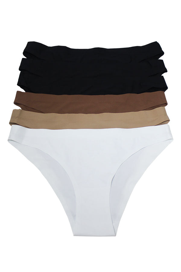 89159 6 Piece Comfortable Invisible Underwear Solid Seamless Laser Cut Panty C02