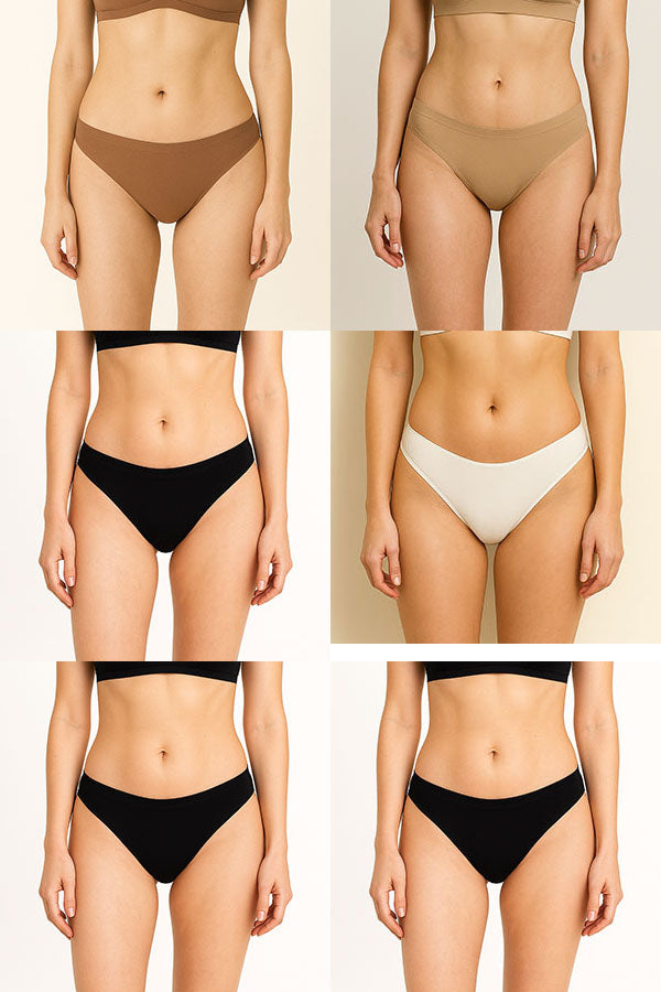 89159 6 Piece Comfortable Invisible Underwear Solid Seamless Laser Cut Panty C02