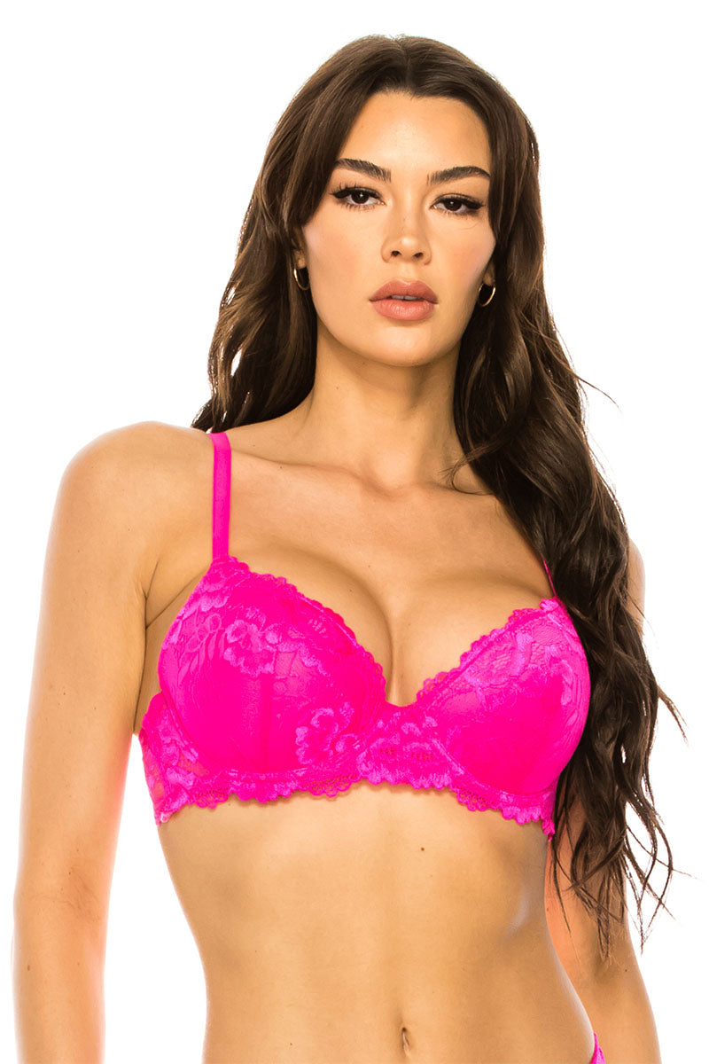 89172 6 Piece Underwire Support with Adjustable Straps Floral Lace Bra A/B/C Cup C01