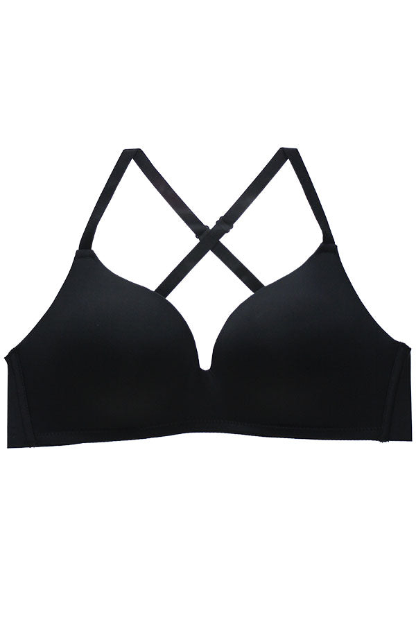 89322 12 Pieces Criss Cross Back, Adjustable Straps, Soft Polyamide Blend Wire Free Bra – B/C Cup