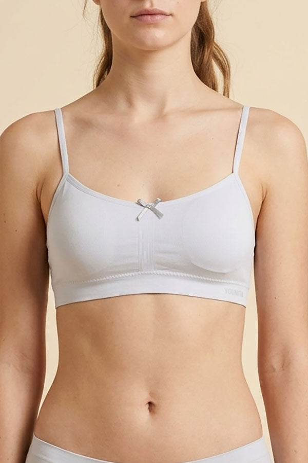 8998 6 Piece Extra Padding, Ruched Center, Bow Ribbon Junior Microfiber Seamless Bra C01