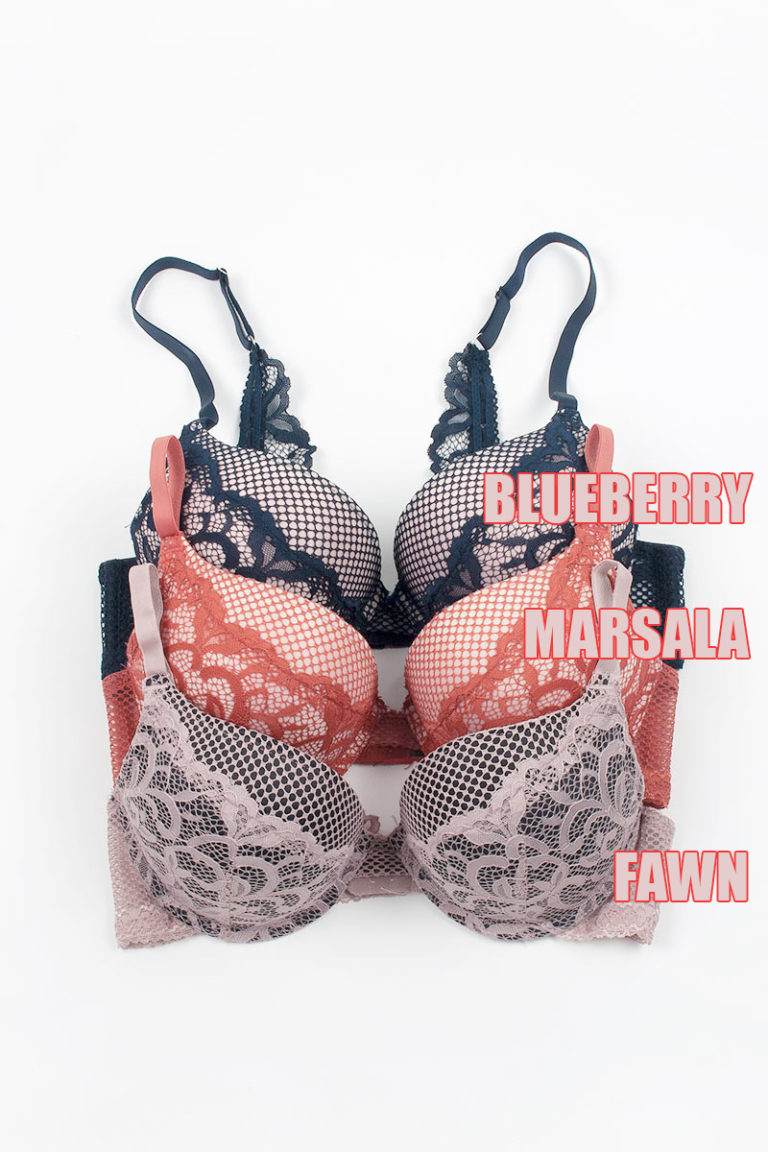 90011 12 Piece Push-Up with Gold Tassel Detail Two Tone Geo Lace Underwire Bra