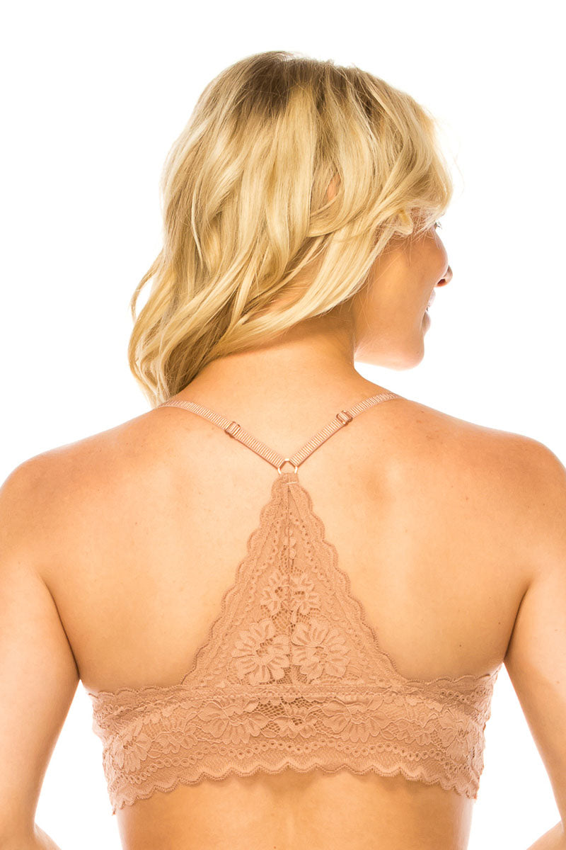 90030 6 Piece Removable Pads, Adjustable Straps Lace Bralette