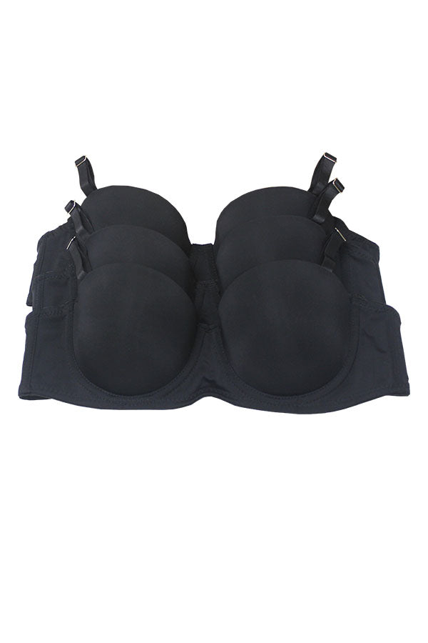 90041 3 Piece Underwire, Adjustable Straps, and Three Hooks Closure Demi Bra BC Cup