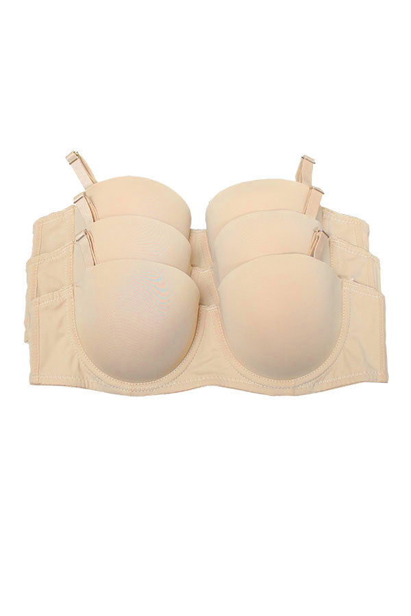 90041 3 Piece Underwire, Adjustable Straps, and Three Hooks Closure Demi Bra BC Cup