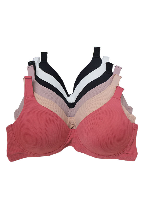 90072 6 Pieces Adjustable Straps & Four Hook Closure Wire Free B C D DD Cup Bra