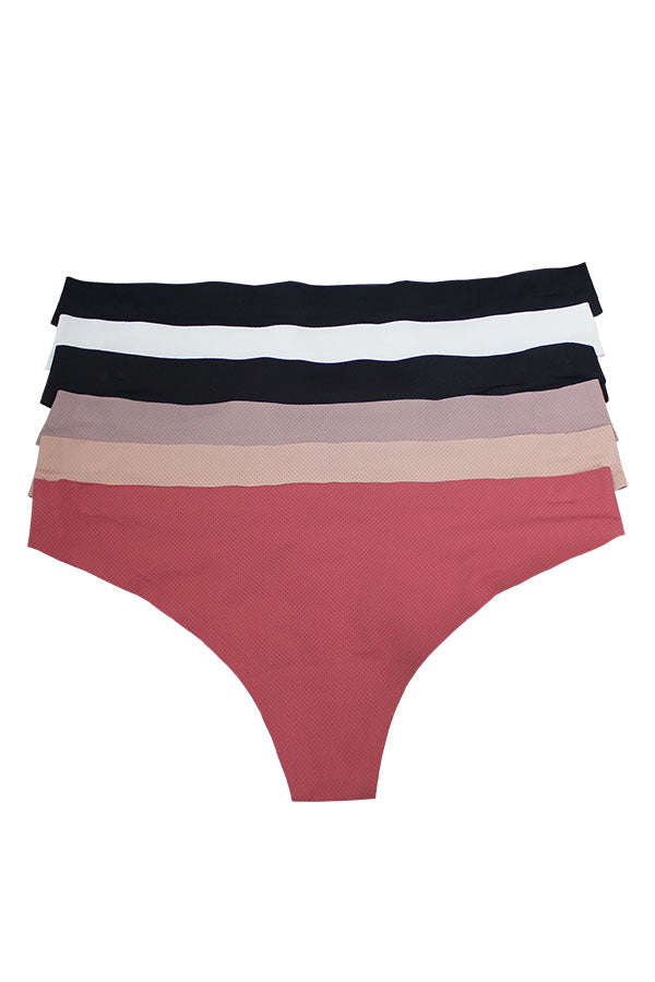 90072 6 Pieces Comfortable Laser Cut Thong C01