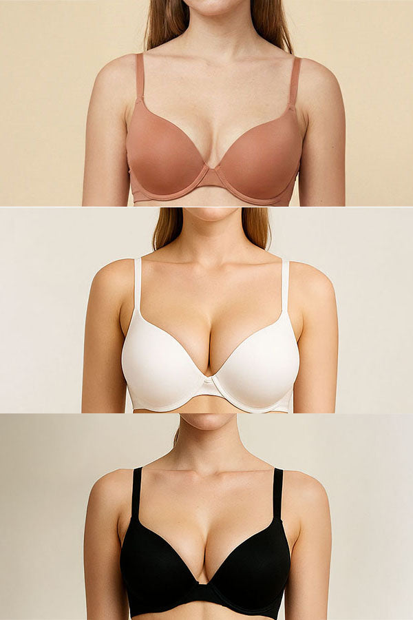 90082 Wholesale Cotton Push Up Wirefree Bra 3-Pack