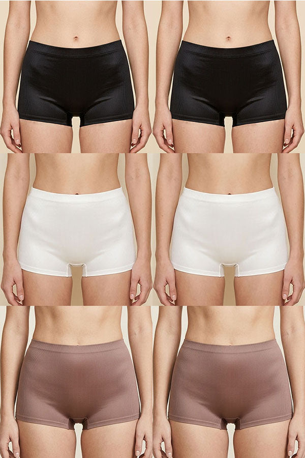 90087 Women’s Satin Laser Cut Boyshort Panty - 6pcs pack