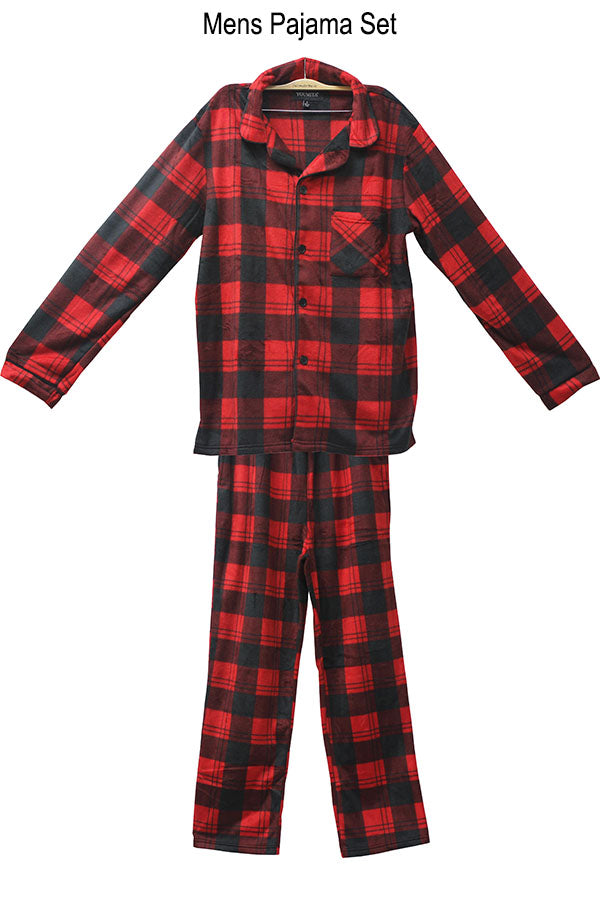 Youmita Wholesale 6 Pieces Comfortable & Stylish Sleepwear Men’s Plaid Print 2-Piece Button-Up Pajama Set