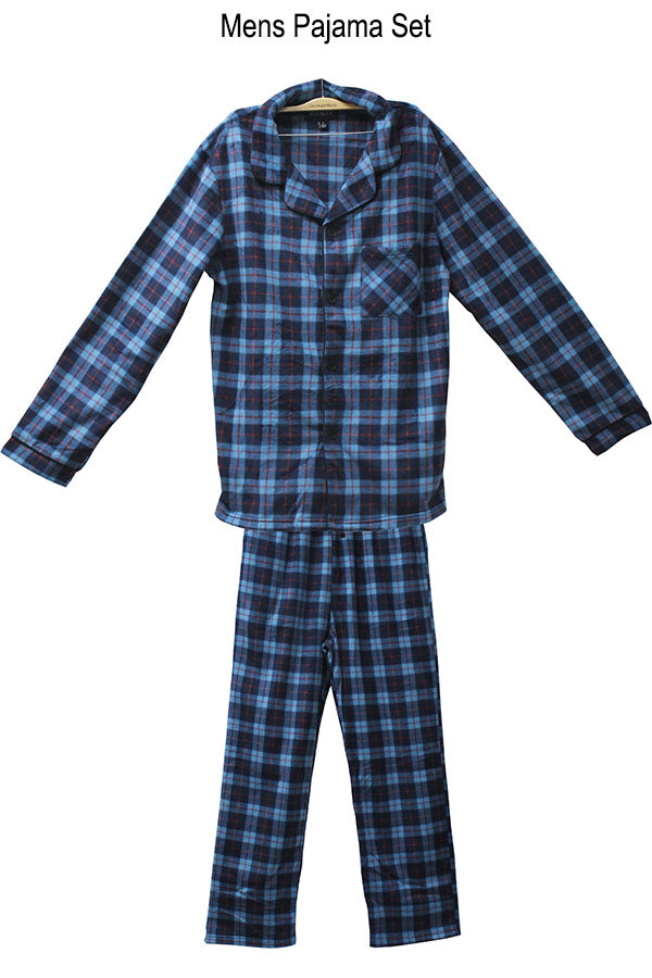 Youmita Wholesale 6 Pieces Comfortable & Stylish Sleepwear Men’s Plaid Print 2-Piece Button-Up Pajama Set