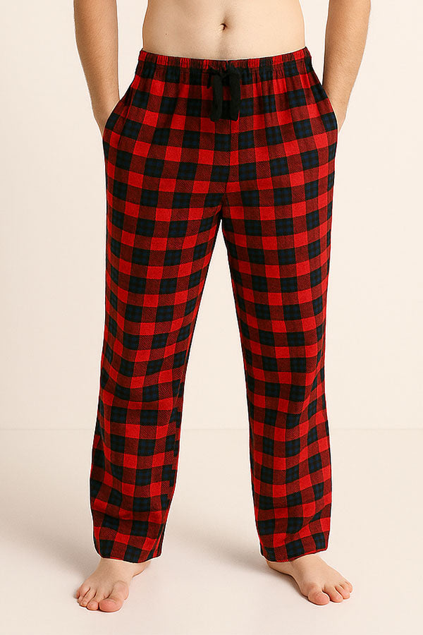 Youmita Men's Plaid Fleece Pants