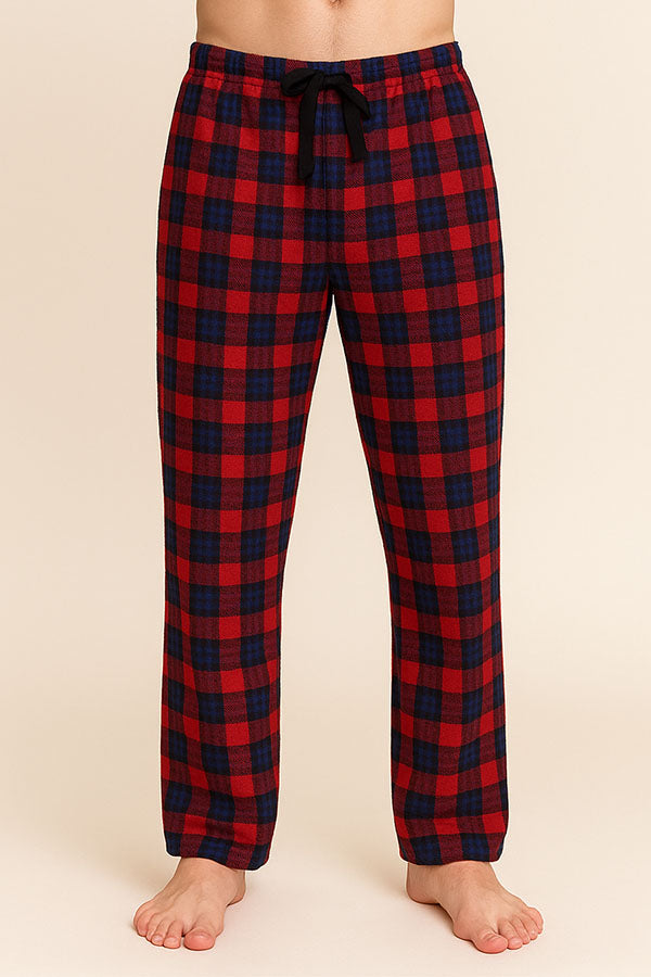 Youmita Men's Plaid Fleece Pants
