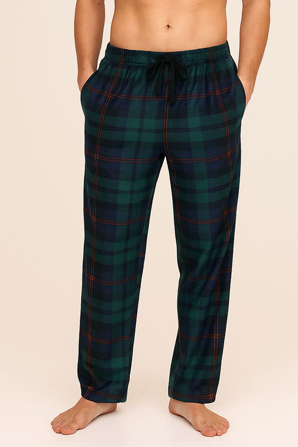 Youmita Men's Plaid Fleece Pants