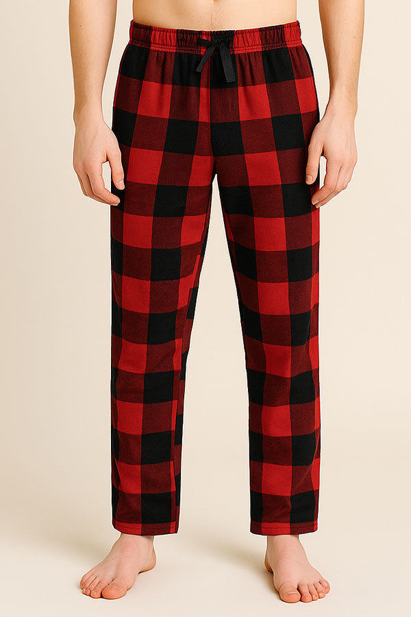 Youmita Men's Plaid Fleece Pants
