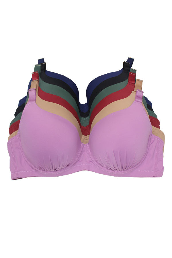 9024 6 Pieces Assorted Colors B/C/D/DD/DDD/F Cup Full Coverage Bra