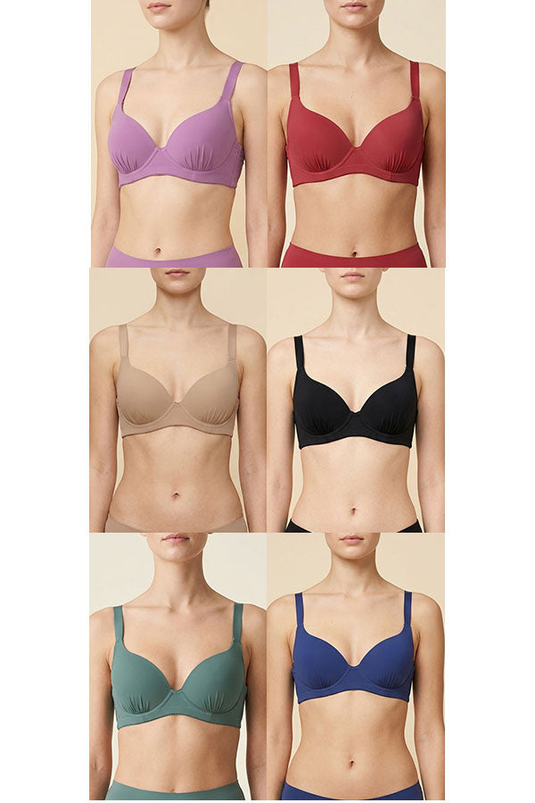 9024 6 Pieces Assorted Colors B/C/D/DD/DDD/F Cup Full Coverage Bra