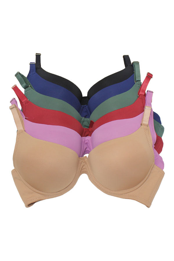 929 6-Pack Underwire, Adjustable Straps Extreme Push-Up Bra A B C Cup C06